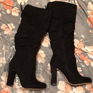 Black over the knee heel boot